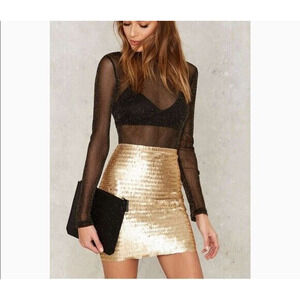 Nasty Gal Gold Sequin Mini Skirt